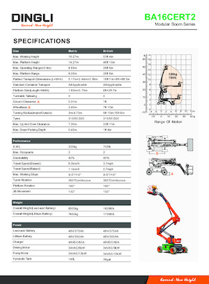 Nacele cu braț articulat pe roți Dingli BA16CERT2
