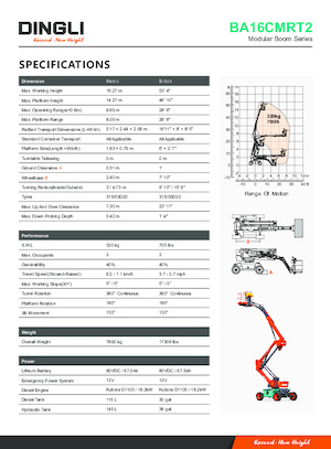 Nacele cu braț articulat pe roți Dingli BA16CMRT2