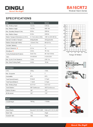 Nacele cu braț articulat pe roți Dingli BA16CRT2