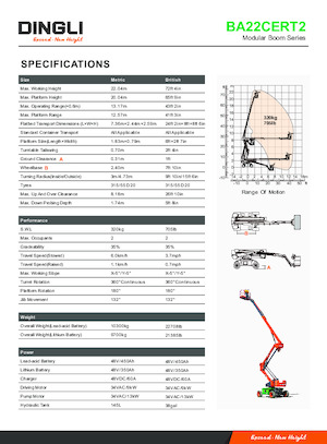 Nacele cu braț articulat pe roți Dingli BA22CERT2
