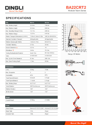 Nacele cu braț articulat pe roți Dingli BA22CRT2