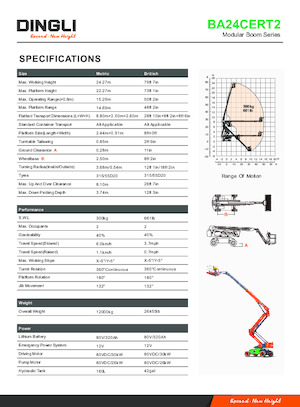 Nacele cu braț articulat pe roți Dingli BA24CERT2