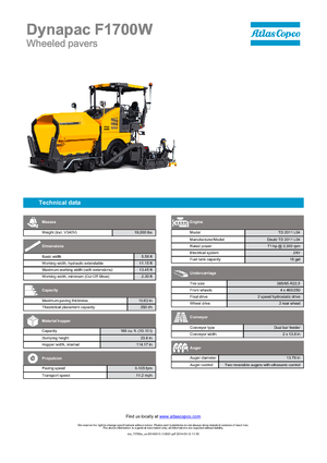 Finisoare de asfalt pe roți Dynapac F 1700 W
