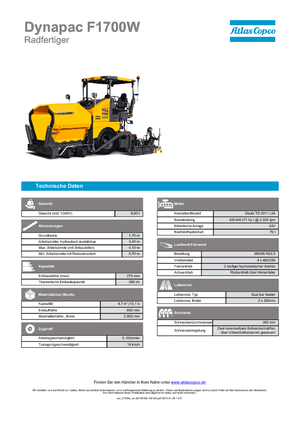 Finisoare de asfalt pe roți Dynapac F 1700 W
