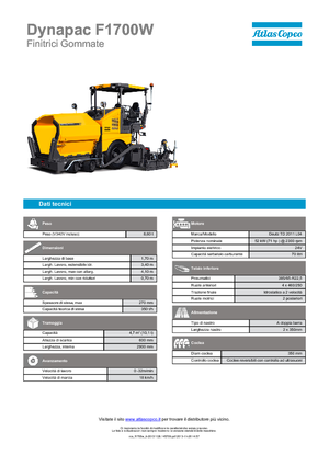 Finisoare de asfalt pe roți Dynapac F 1700 W