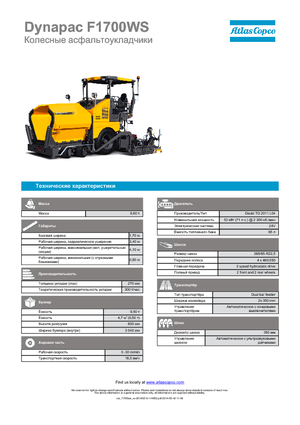 Finisoare de asfalt pe roți Dynapac F 1700 WS