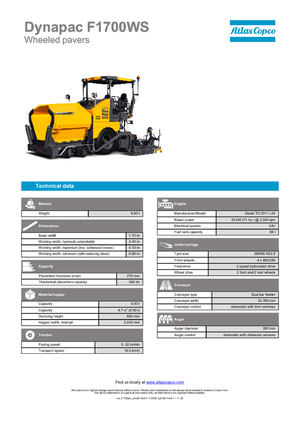 Finisoare de asfalt pe roți Dynapac F 1700 WS