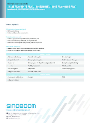 Platforme de ridicare de tip foarfecă pe roți Sinoboom 1412E Plus 