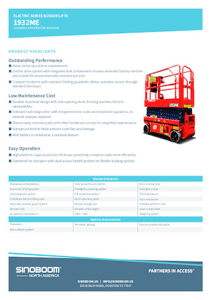Platforme de ridicare de tip foarfecă pe roți Sinoboom 1932ME