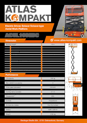 Platforme de ridicare de tip foarfecă pe roți Atlas Kompakt ACSL 1008 DC