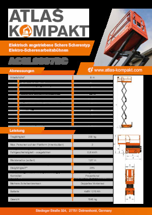 Platforme de ridicare de tip foarfecă pe roți Atlas Kompakt ACSL 0807 DC