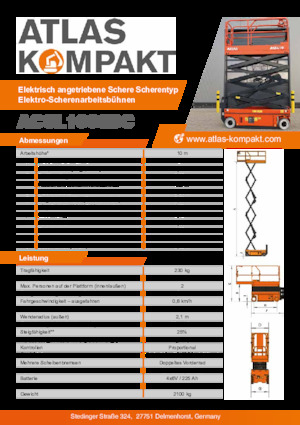 Platforme de ridicare de tip foarfecă pe roți Atlas Kompakt ACSL 1008 DC