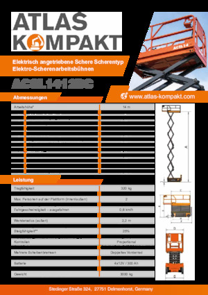 Platforme de ridicare de tip foarfecă pe roți Atlas Kompakt ACSL 1412 DC