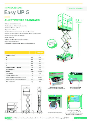 Platforme de ridicare de tip foarfecă pe roți Imer Easy UP 5
