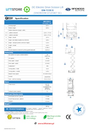 Platforme de ridicare de tip foarfecă pe roți Sinoboom GN 1530