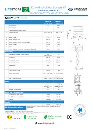 Platforme de ridicare de tip foarfecă pe roți Sinoboom GN 1532