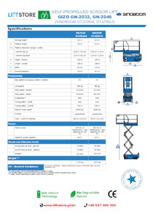 Platforme de ridicare de tip foarfecă pe roți Sinoboom GN 2046