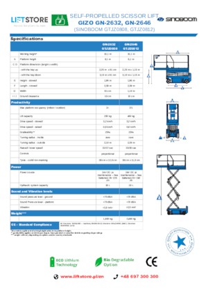 Platforme de ridicare de tip foarfecă pe roți Sinoboom GN 2632