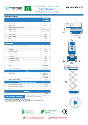 Platforme de ridicare de tip foarfecă pe roți Sinoboom GN 4647
