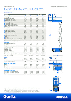 Platforme de ridicare de tip foarfecă pe roți Genie GS-1432m E-Drive