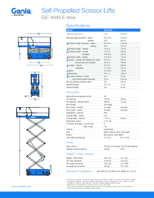 Platforme de ridicare de tip foarfecă pe roți Genie GS-4046
