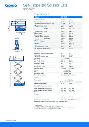 Platforme de ridicare de tip foarfecă pe roți Genie GS-4047