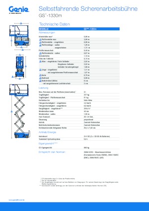 Platforme de ridicare de tip foarfecă pe roți Genie GS-1330