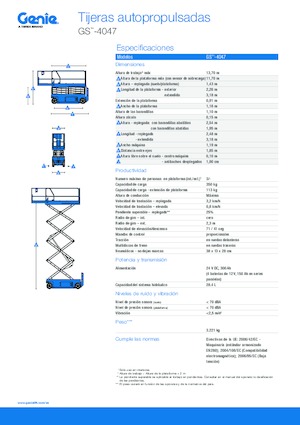 Platforme de ridicare de tip foarfecă pe roți Genie GS-4047