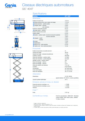 Platforme de ridicare de tip foarfecă pe roți Genie GS-4047