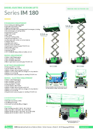 Platforme de ridicare de tip foarfecă pe roți Imer IM 13180 E