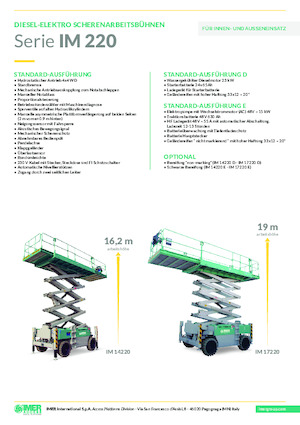 Platforme de ridicare de tip foarfecă pe roți Imer IM 17220 E