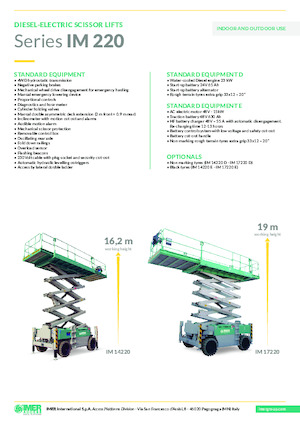 Platforme de ridicare de tip foarfecă pe roți Imer IM 14220 D