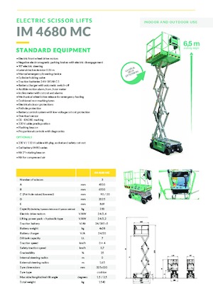 Platforme de ridicare de tip foarfecă pe roți Imer IM 4680 MC