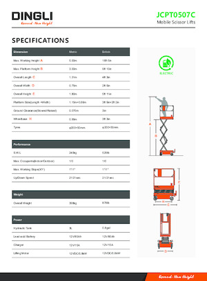 Platforme de ridicare de tip foarfecă pe roți Dingli JCPT0507C