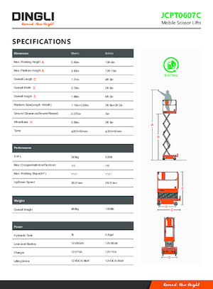 Platforme de ridicare de tip foarfecă pe roți Dingli JCPT0607C