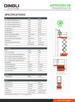 Platforme de ridicare de tip foarfecă pe roți Dingli JCPT0707DC-XD