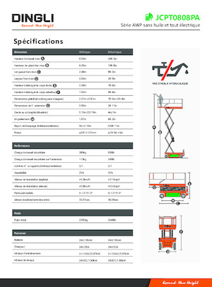Platforme de ridicare de tip foarfecă pe roți Dingli JCPT0808PA