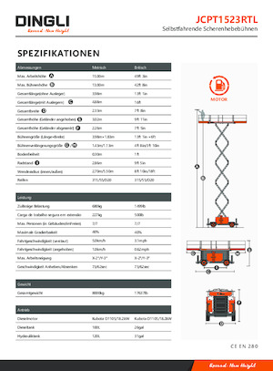 Platforme de ridicare de tip foarfecă pe roți Dingli JCPT1523RTL