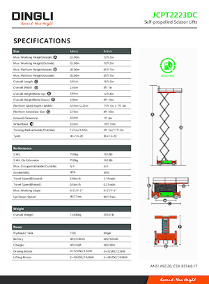 Platforme de ridicare de tip foarfecă pe roți Dingli JCPT2223DC
