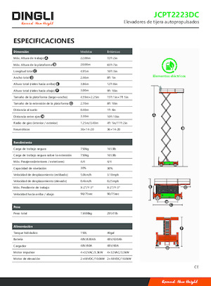 Platforme de ridicare de tip foarfecă pe roți Dingli JCPT2223DC