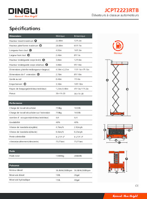 Platforme de ridicare de tip foarfecă pe roți Dingli JCPT2223RTB
