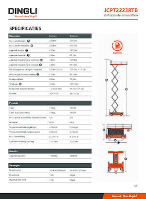 Platforme de ridicare de tip foarfecă pe roți Dingli JCPT2223RTB