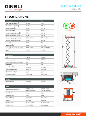 Platforme de ridicare de tip foarfecă pe roți Dingli JCPT3225HRT