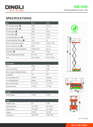 Platforme de ridicare de tip foarfecă pe roți Dingli S06-HAE