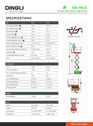 Platforme de ridicare de tip foarfecă pe roți Dingli S06-PACE