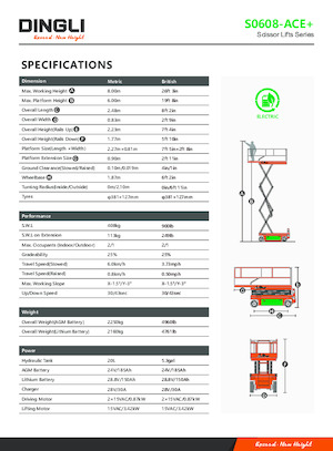 Platforme de ridicare de tip foarfecă pe roți Dingli S0608-ACE+