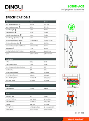 Platforme de ridicare de tip foarfecă pe roți Dingli S0808-ACE