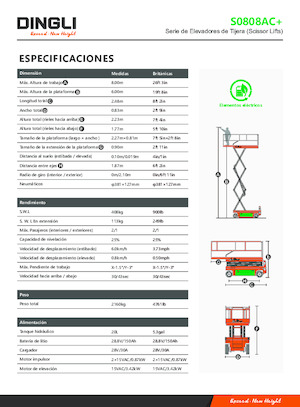 Platforme de ridicare de tip foarfecă pe roți Dingli S0808AC+