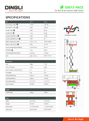 Platforme de ridicare de tip foarfecă pe roți Dingli S0812-PACE