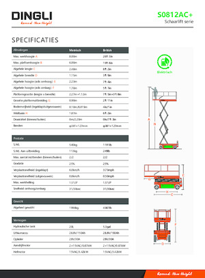 Platforme de ridicare de tip foarfecă pe roți Dingli S0812AC+